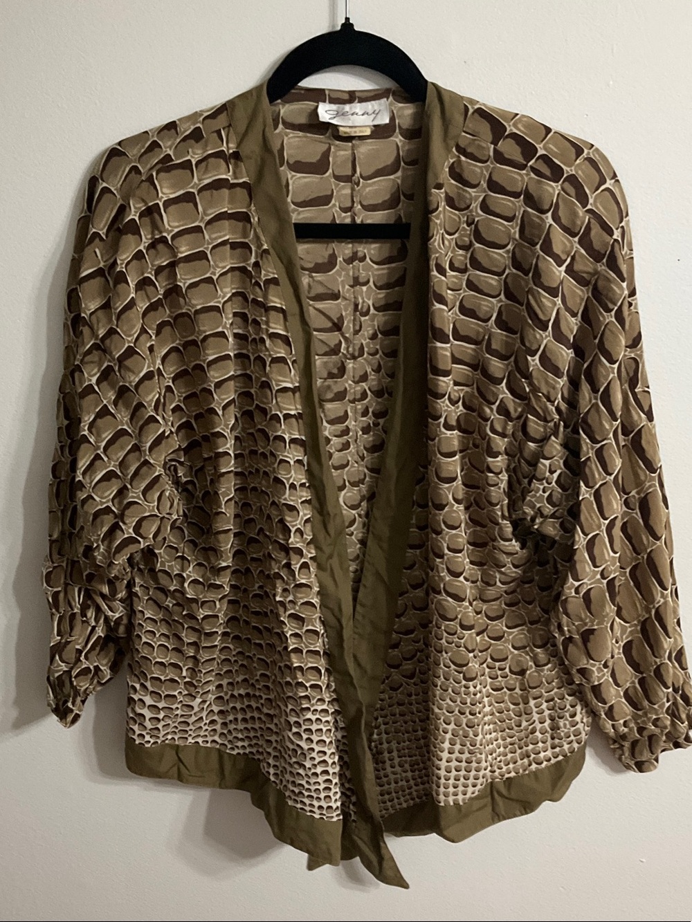 Genny Vintage 1980 Silk  Old Money Coastal  Tunic Green